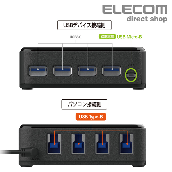 USB3.0対応切替機（PC4台） | エレコムダイレクトショップ本店はPC周辺 