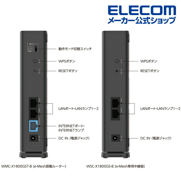 Wi-Fi 6 1201+574Mbps e-Meshスターターキット | エレコムダイレクトショップ本店はPC周辺機器メーカー「ELECOM 」の直営通販サイト