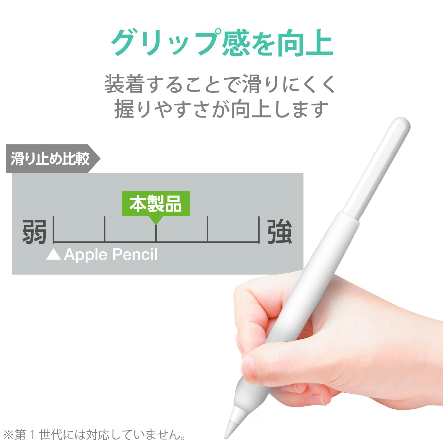 Apple Pencil(第2世代)用ペンタブ風グリップ 太軸 | エレコム