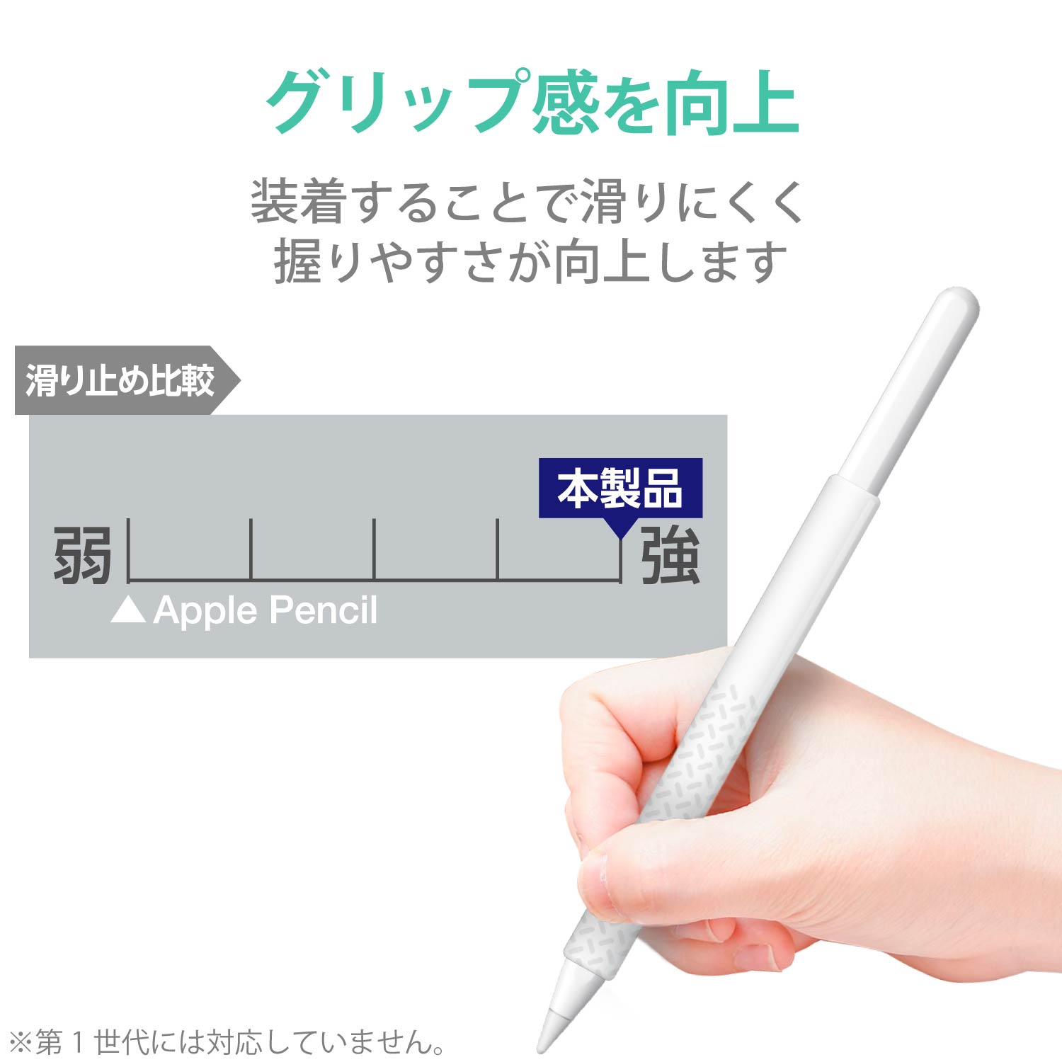 Apple Pencil(第2世代)用スリムグリップ 細軸 パワーホールド