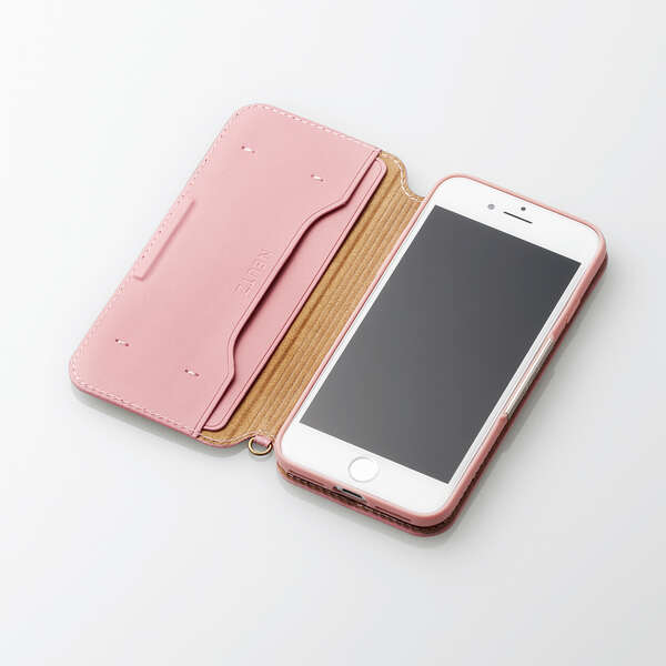 iPhone SE 第3世代 レザーケース 手帳型 NEUTZ 磁石付 ピンク