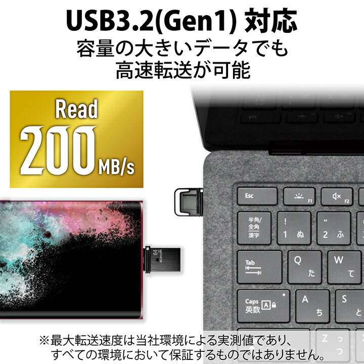 キャップ式USB　Type-C(TM)メモリ(ブラック)
