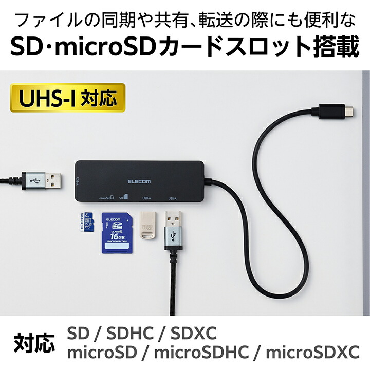 USB Type-C(TM)ハブ＋1機能(SDカードスロット付き) |  エレコムダイレクトショップ本店はPC周辺機器メーカー「ELECOM」の直営通販サイト