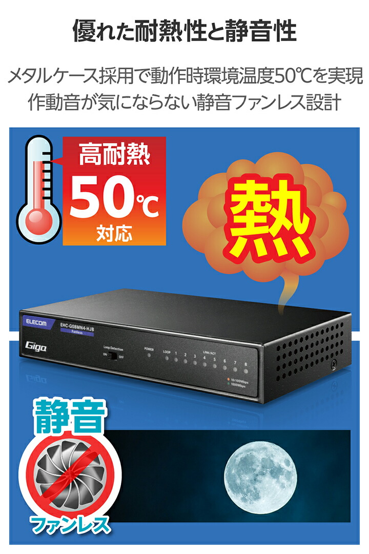 エレコム スイッチングハブ ギガビット 8ポート 金属筐体 マグネット付 電源内蔵 ブラック EHC-G08MN2-HJB z2zed1b Amazon | 【セット買い】エレコム スイッチングハブ ギガビット