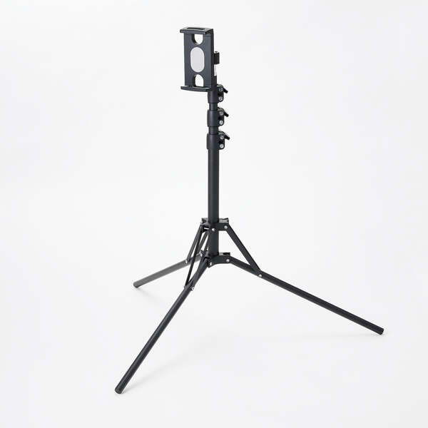 体勢に合わせて調整できるフロア置きタブレット三脚スタンド