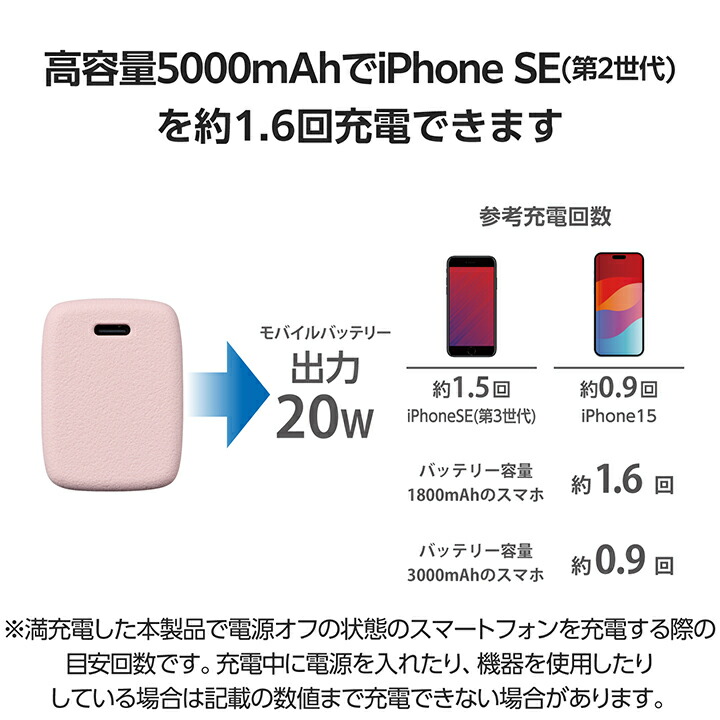 AC充電器一体モバイルバッテリー（5000mAh/30W/C×1） | エレコム