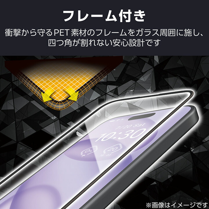 iPhone 16 ガラスフィルム フレーム付き 高透明 ブルーライトカット