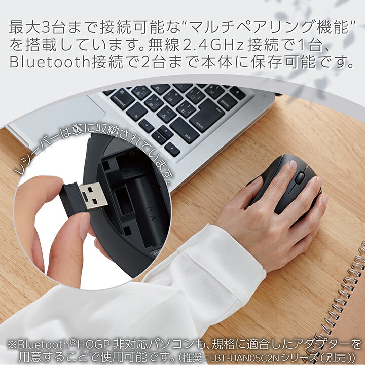 SHELLPHA USB無線/Bluetoothマウス[3ボタン/Mサイズ] | エレコム