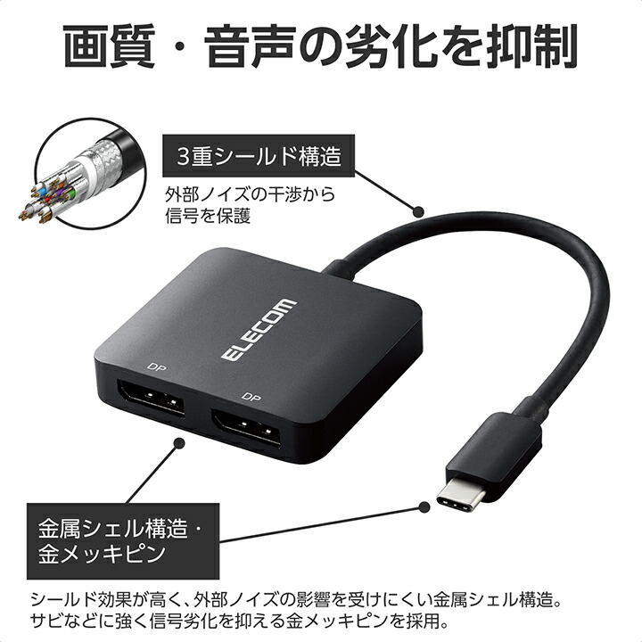 USB Type-C(TM) - DisplayPort(TM)変換アダプター 2ポート | エレコム