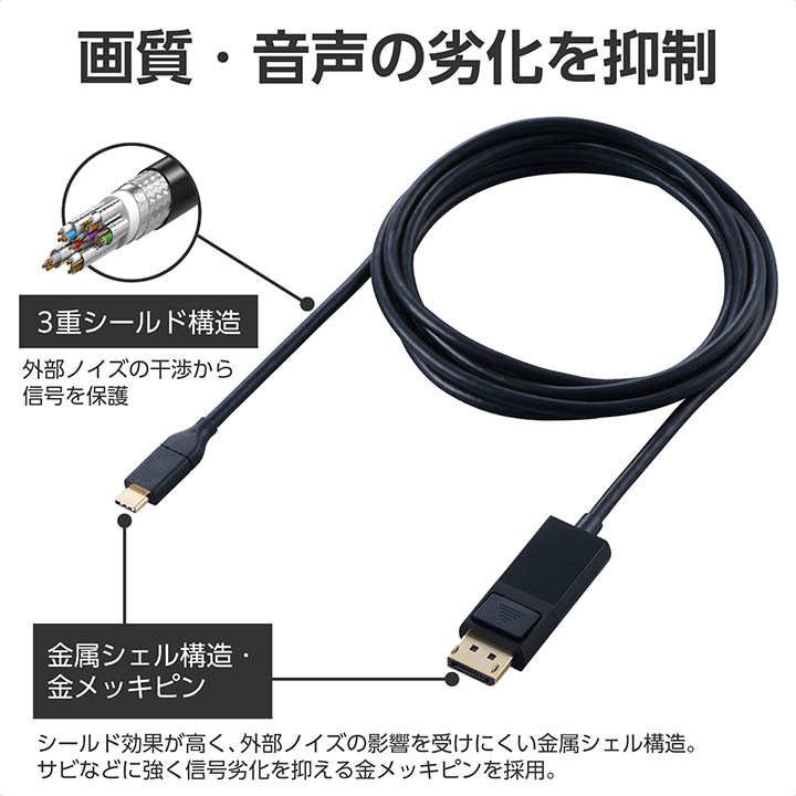 USB Type-C(TM) - DisplayPort(TM)変換ケーブル | エレコムダイレクト