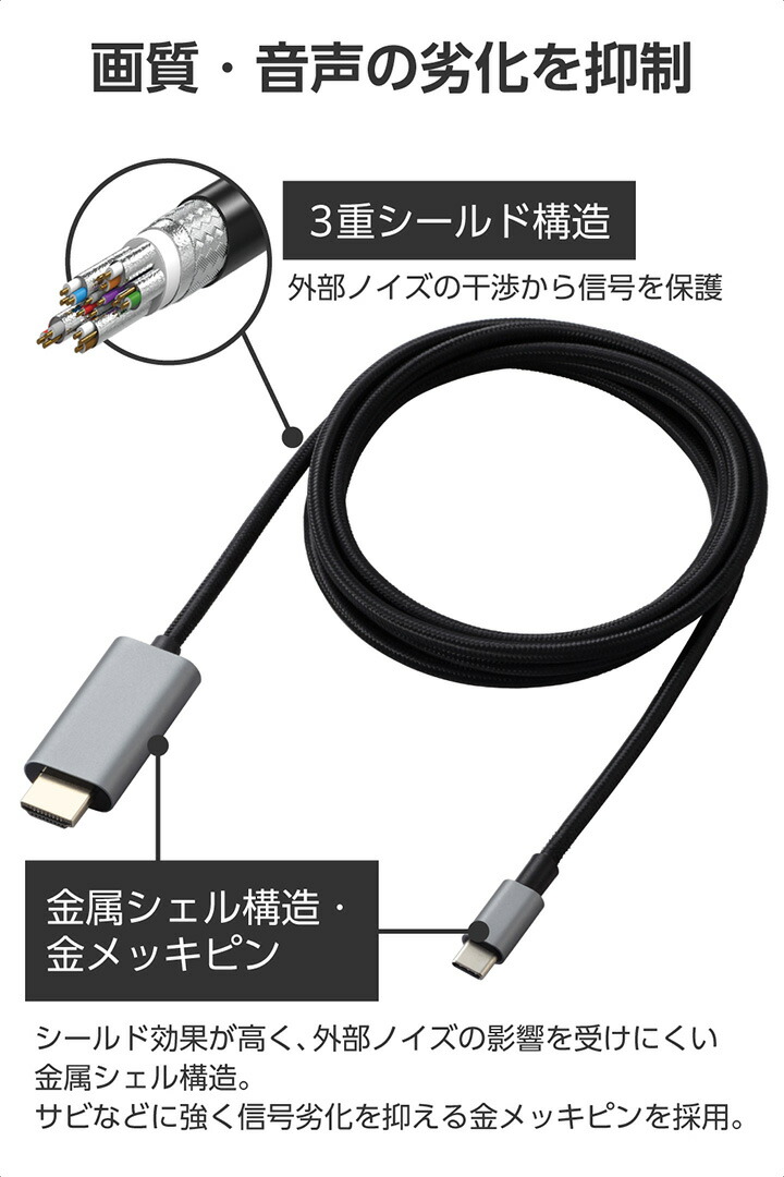 USB Type-C(TM)用HDMI映像変換ケーブル | エレコムダイレクトショップ
