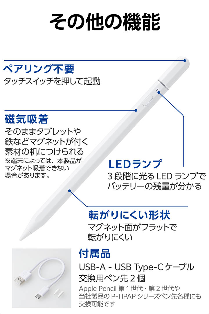 超美品 タッチペン付き　iPad 代9世代 64GB 充電器 ケーブル付き 楽天市場】iPad タッチペン スタイラスペン 充電ケーブル 充電器