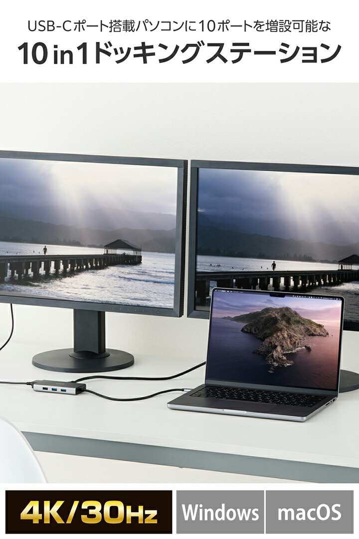 pcドッキングモニター USB Type-C(TM) Dual Display対応 10in1ドッキングステーション