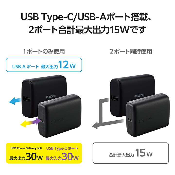 コンパクトモバイルバッテリー(10000mAh/30W) | エレコムダイレクト