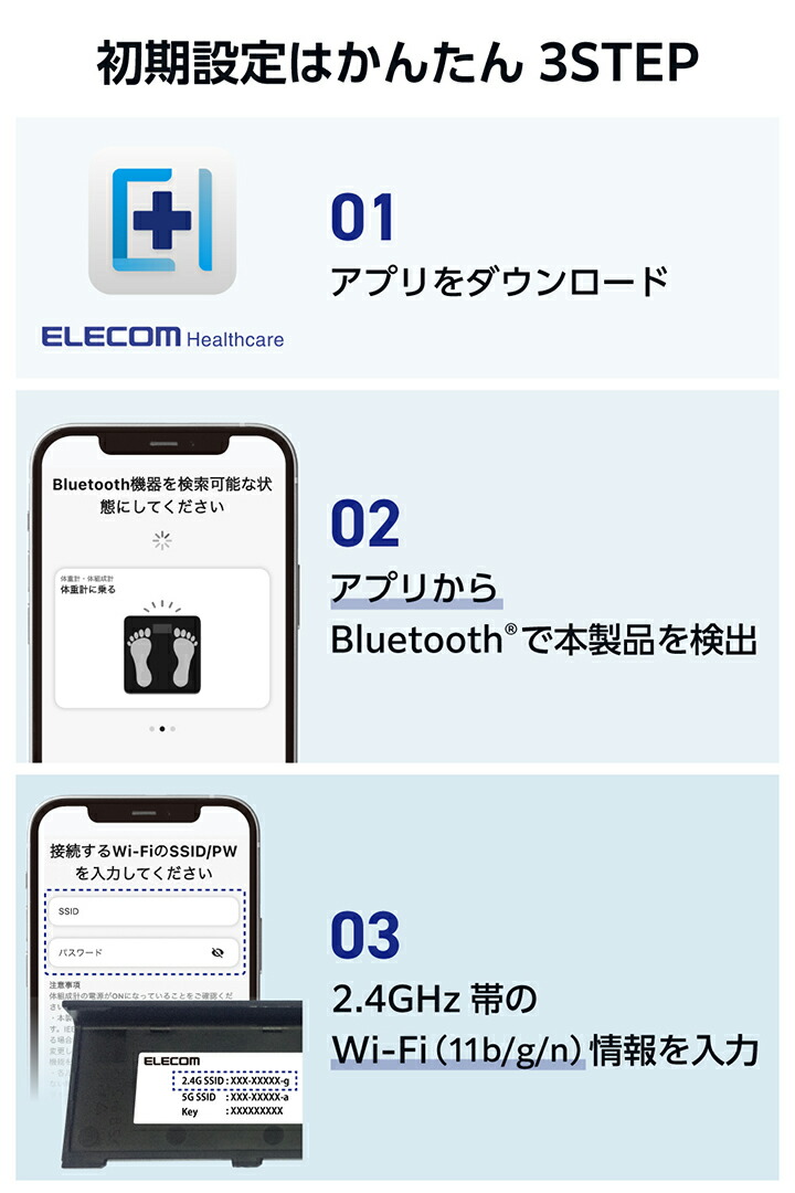 Bluetooth(R)+Wi-Fi通信機能搭載体組成計 | エレコムダイレクト