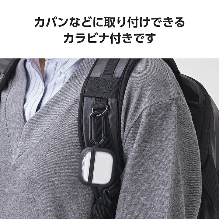AirPods シリコンカバー ブラック 水洗い可能 リング付き スムース AirPods (第4世代)用 シリコンケース | エレコムダイレクト