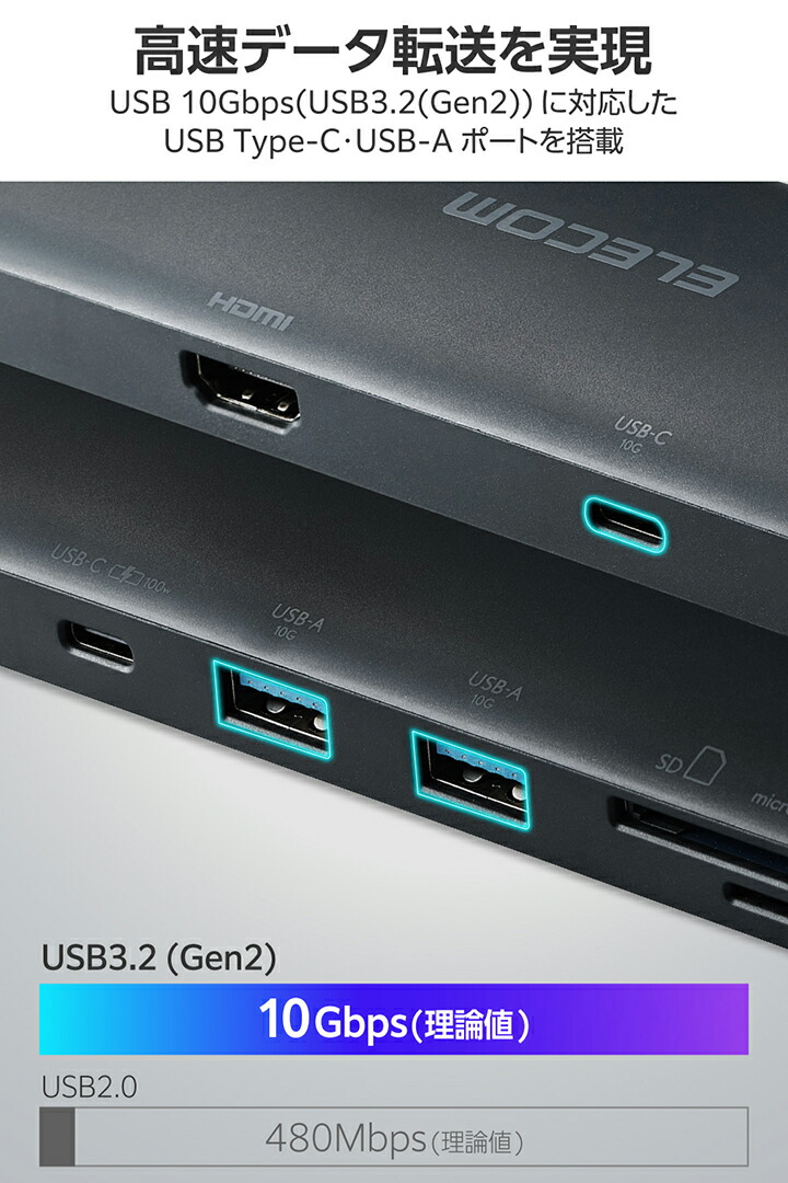 USB Type-C(TM) 8in1 ドッキングステーション | エレコム