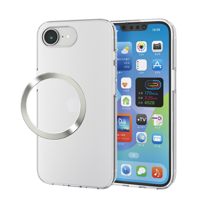 iPhone 16e ソフトケース クリスタルクリア メタルステッカー付