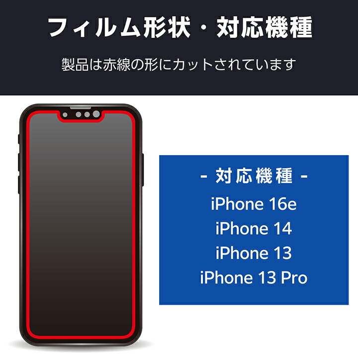 iPhone 16e ガラスフィルム のぞき見防止 上下左右 | エレコム