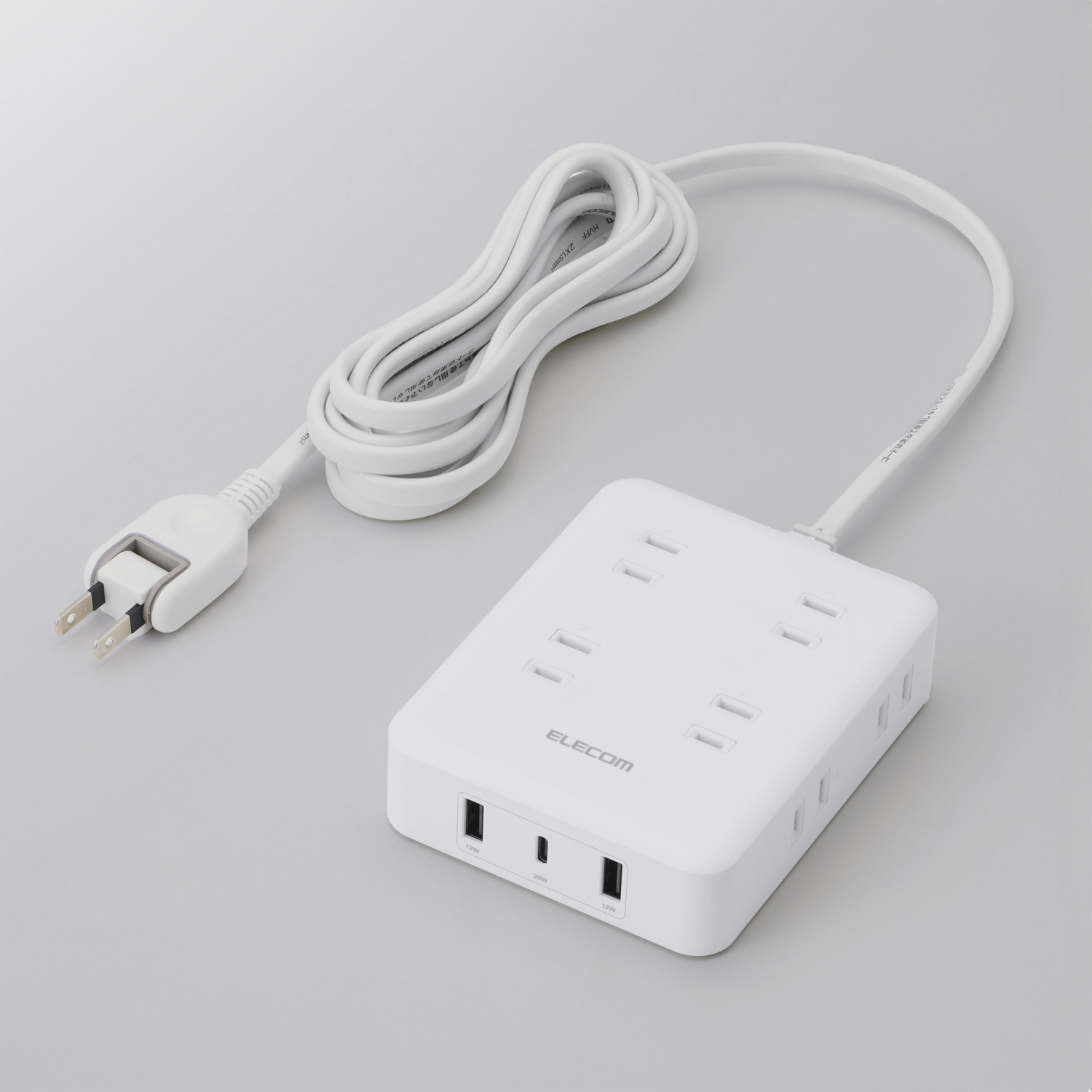 USBタップ 電源タップ USBタップ 2m コンセント 4個口 USB-C×1 A×1 雷ガード 黒 T