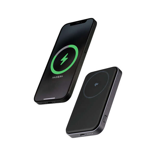 Qi　ワイヤレス充電　モバイルバッテリー　5000mAh 黒 Qi2ワイヤレスモバイルバッテリー(5000mAh/20W) - DE-C68-5000BK
