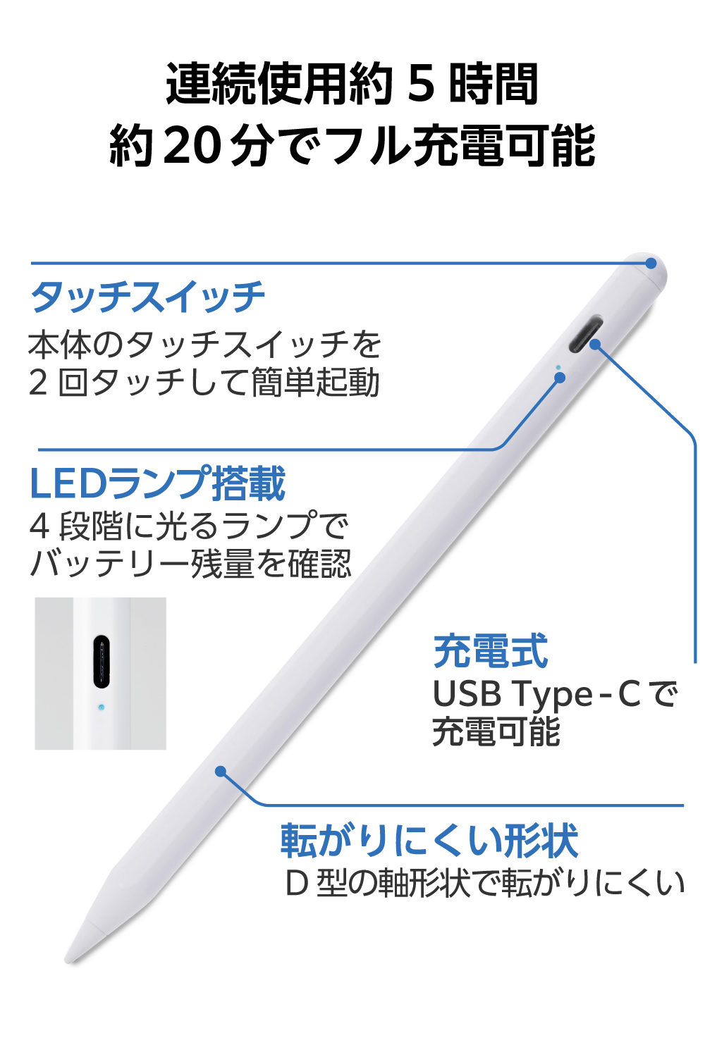 iPad用アクティブタッチペン | エレコムダイレクトショップ本店はPC