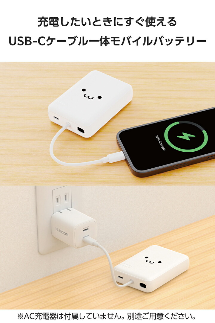 USB Type-C(TM)ケーブル一体モバイルバッテリー(10000mAh/20W