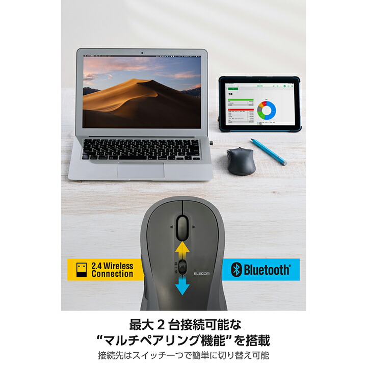 OSMOD 7 USB無線/Bluetooth 静音マウス [7ボタン/Lサイズ] | エレコム