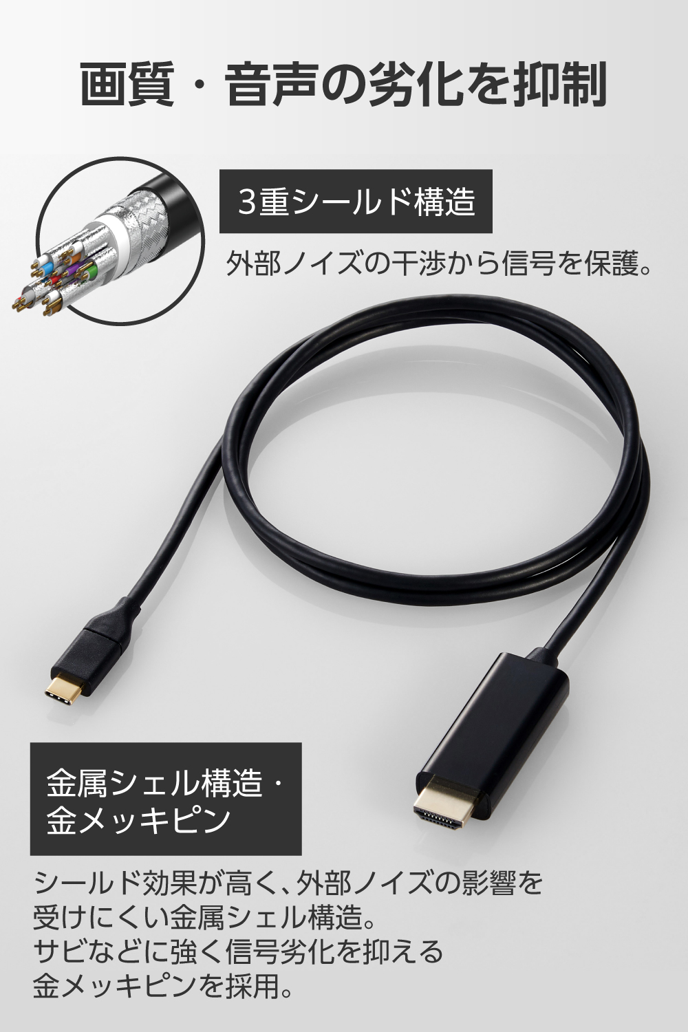 USB Type-C(TM) - HDMI(R)変換ケーブル | エレコムダイレクトショップ