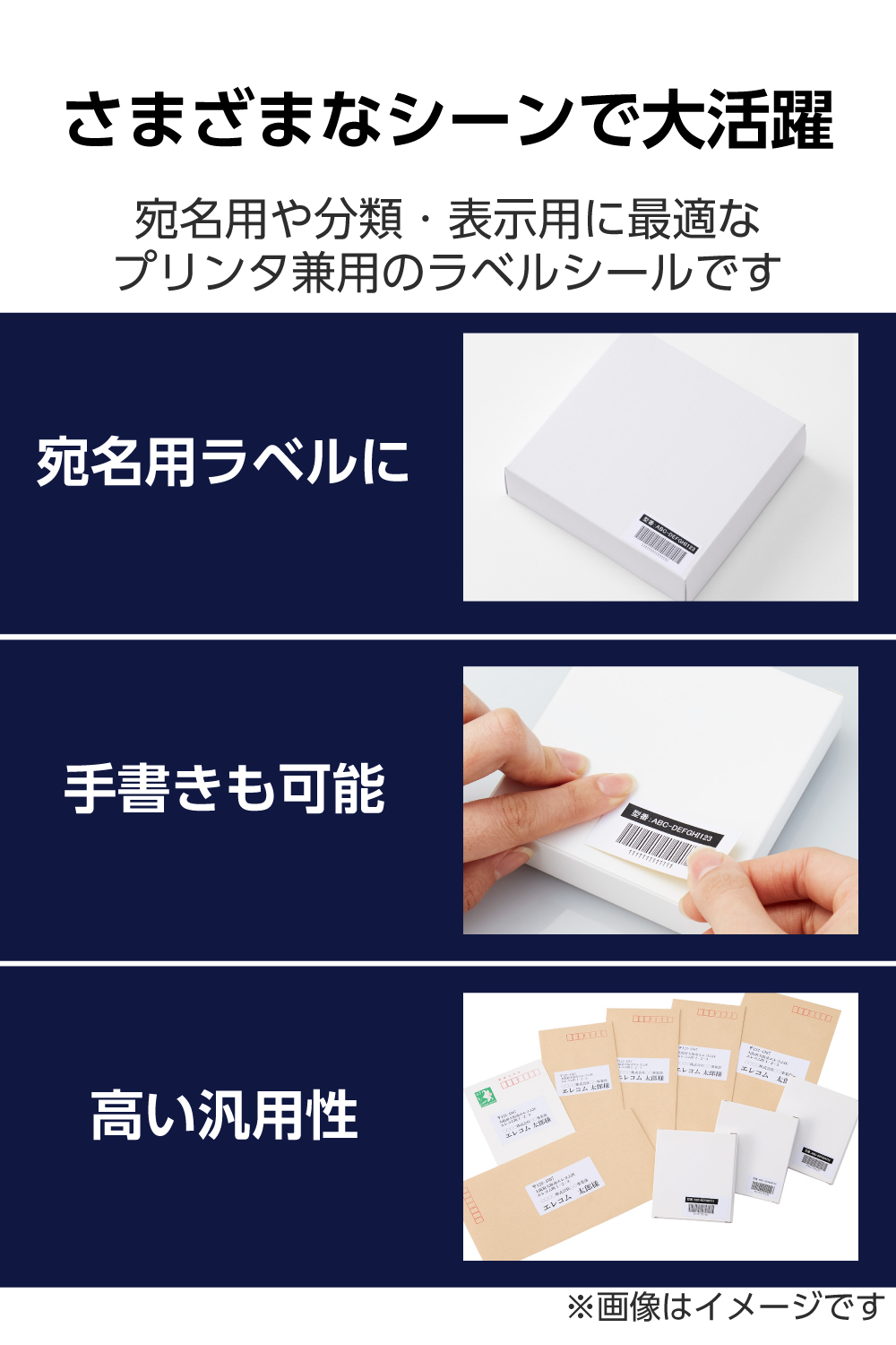 宛名表示ラベル/再剥離可能/65面/四辺余白付/角丸/10シート | エレコム