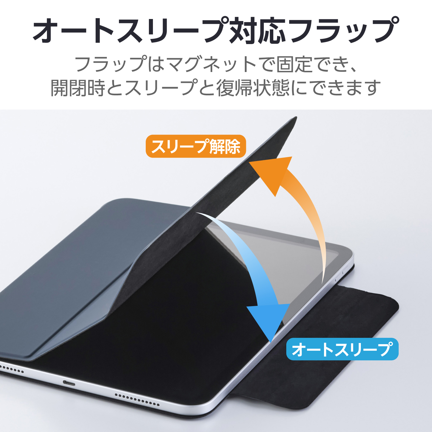 iPad(A16) フラップケース 超薄型 マグネット着脱 スリープ対応