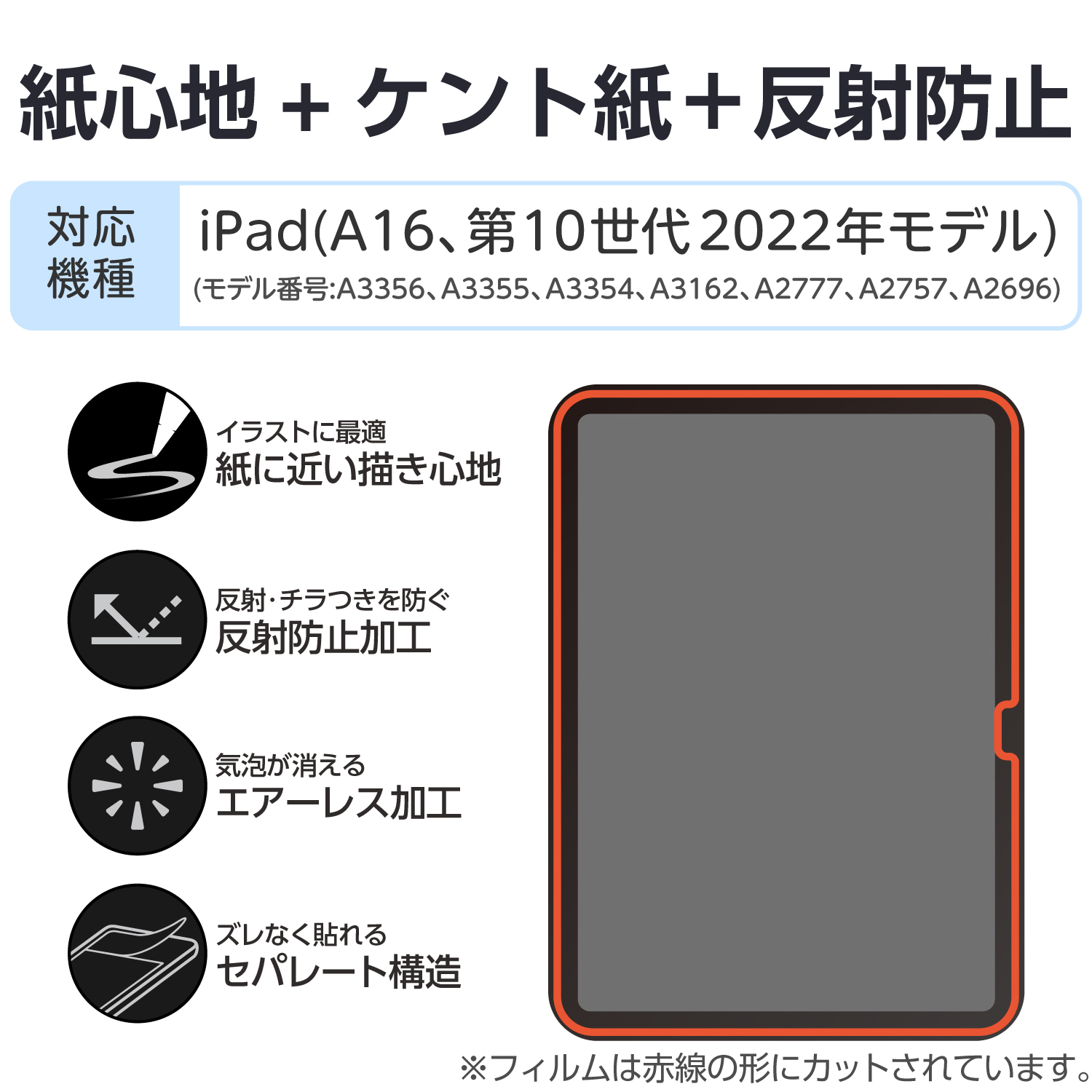 【値下げして再出品です】美品！iPad 32gb iPad(A16) (第10世代) フィルム 紙心地 反射防止 ケント紙タイプ