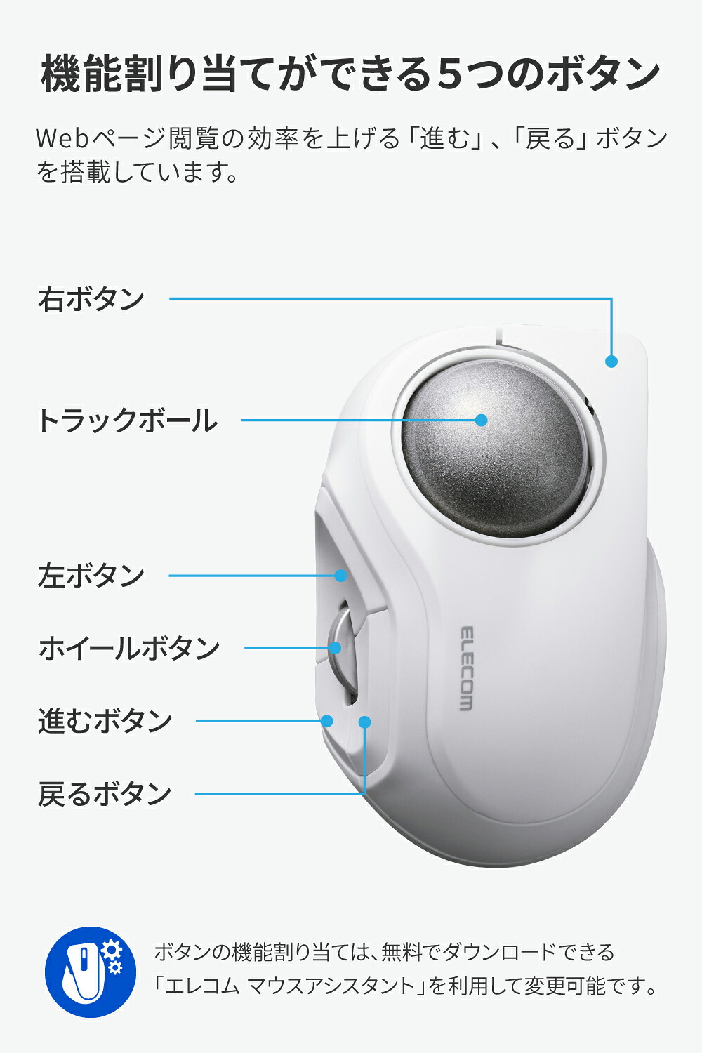 bitra USB無線/Bluetoothトラックボール [5ボタン/人差し指操作
