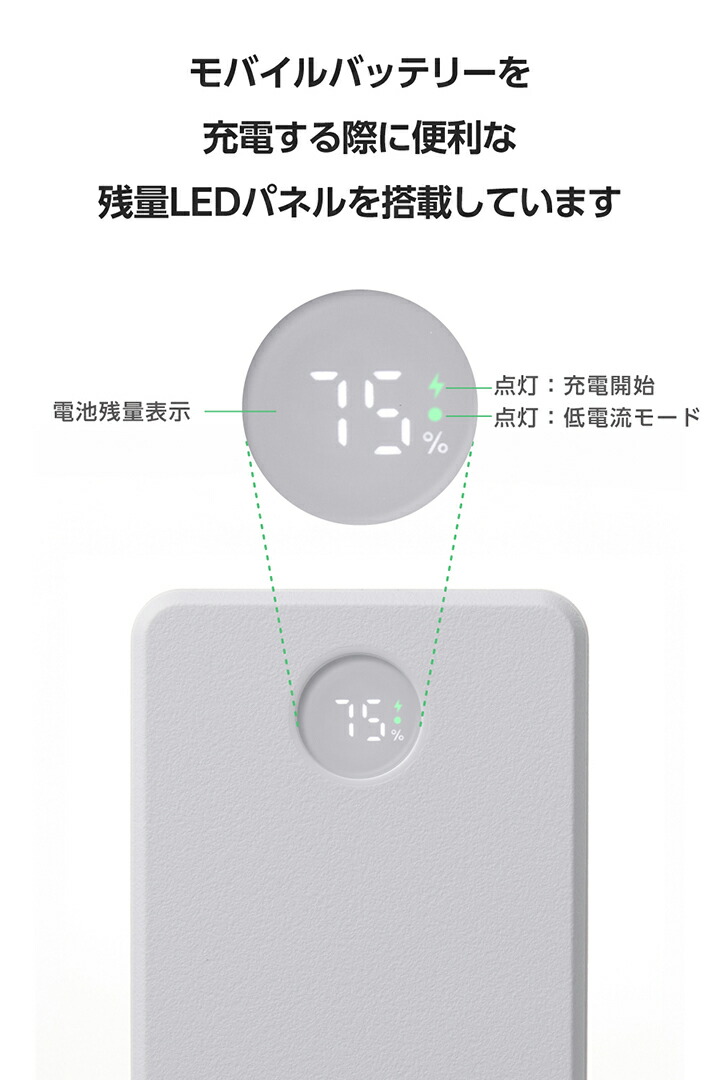 残量が見えるケーブル一体型モバイルバッテリー(20000mAh/67W
