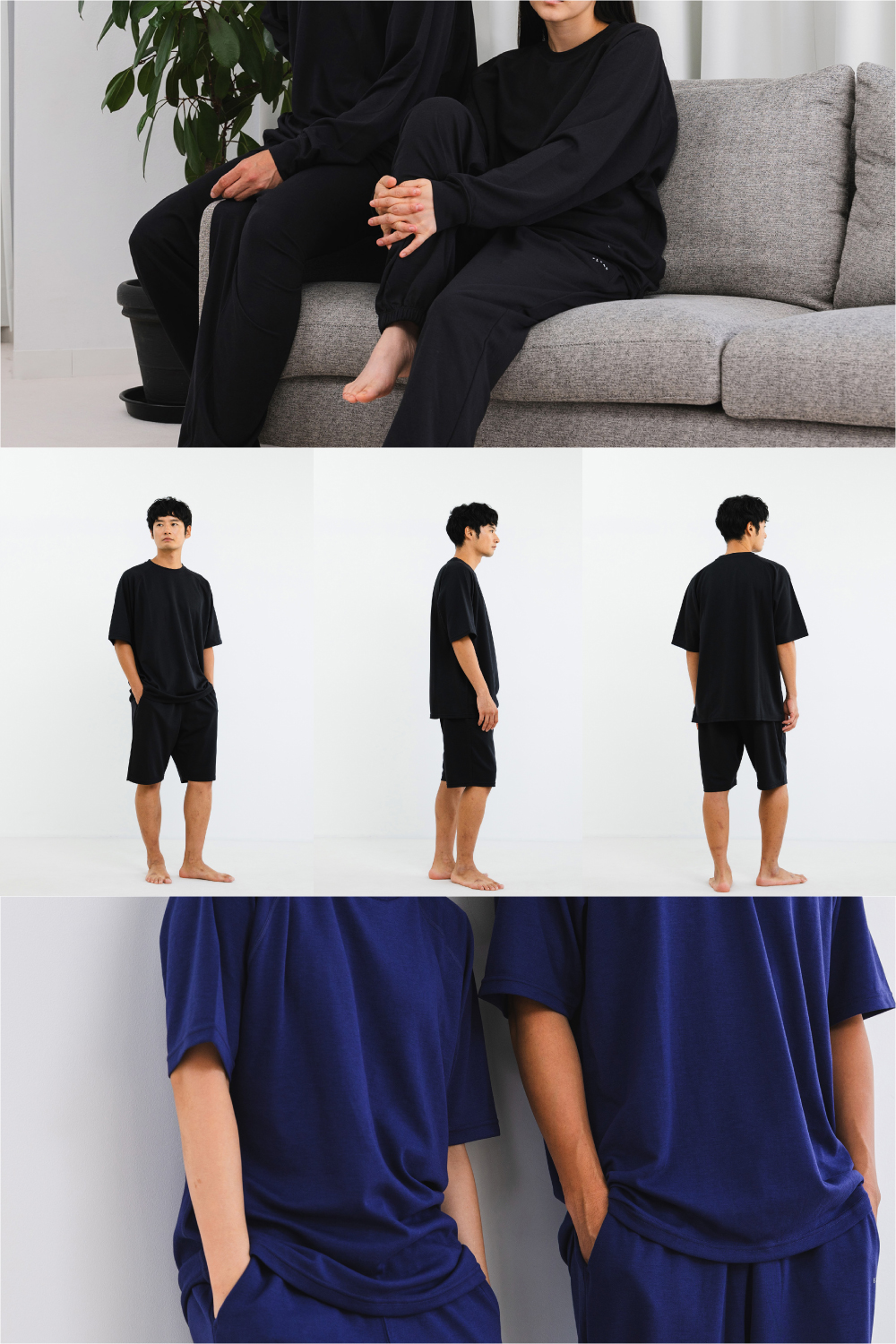 ECLEAR リカバリーウェア 半袖ハーフパンツ セット ブラック S