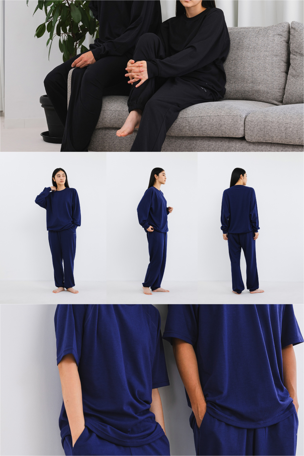 ECLEAR リカバリーウェア 長袖ロングパンツ セット ネイビー XL