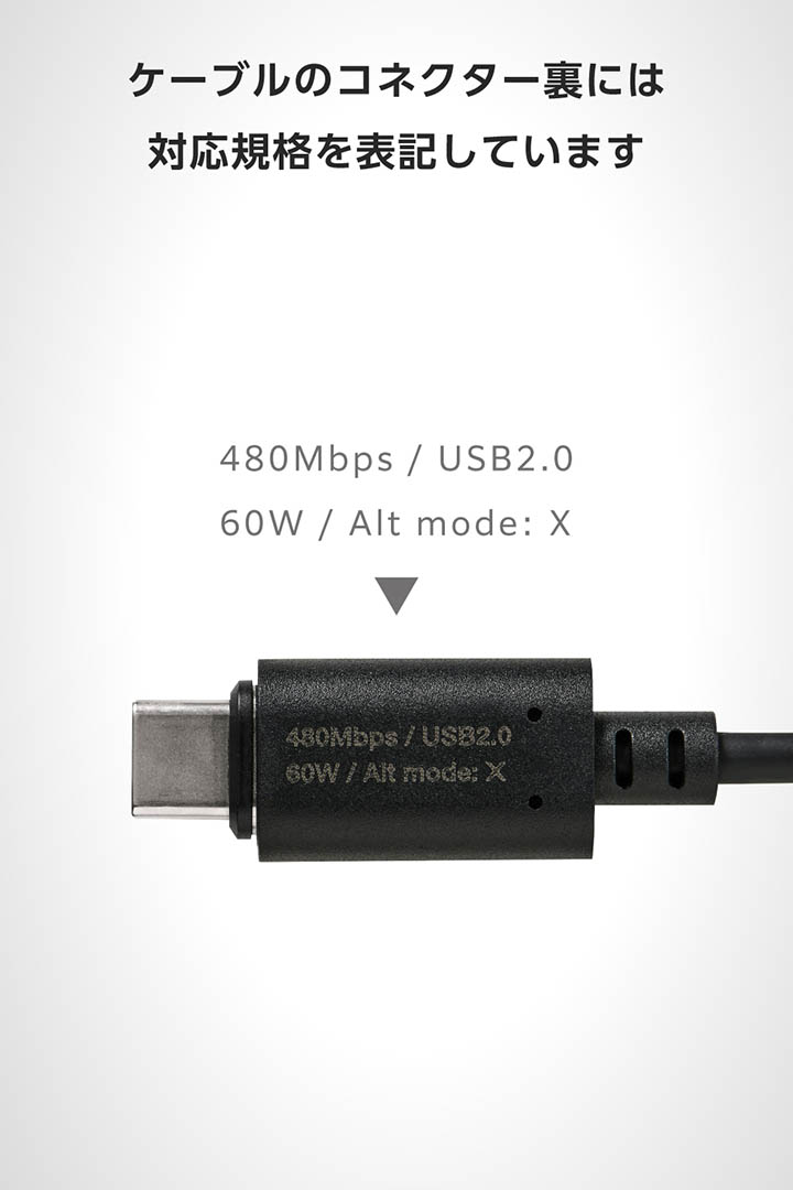 ピタッとマグネットケーブル(USB Type-C(TM) - USB Type-C/60W