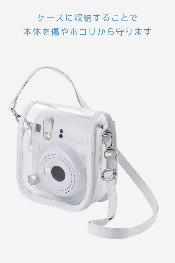 instax mini 12用(チェキ) カメラケース/クリア/ホワイト | エレコム