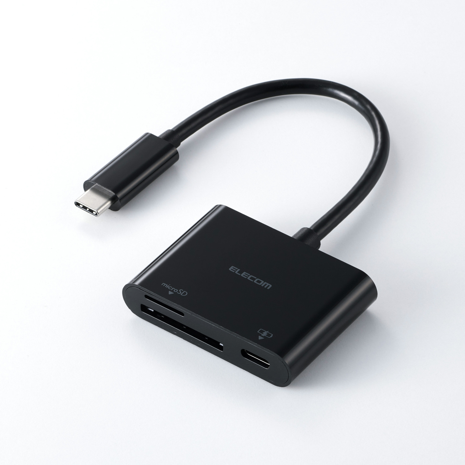 USB Type-C接続ケーブル付きメモリーカードリーダー(USB PD対応