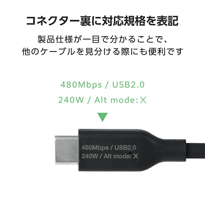電力ディスプレイ付きケーブル(USB-C - USB-C/240W/なめらか