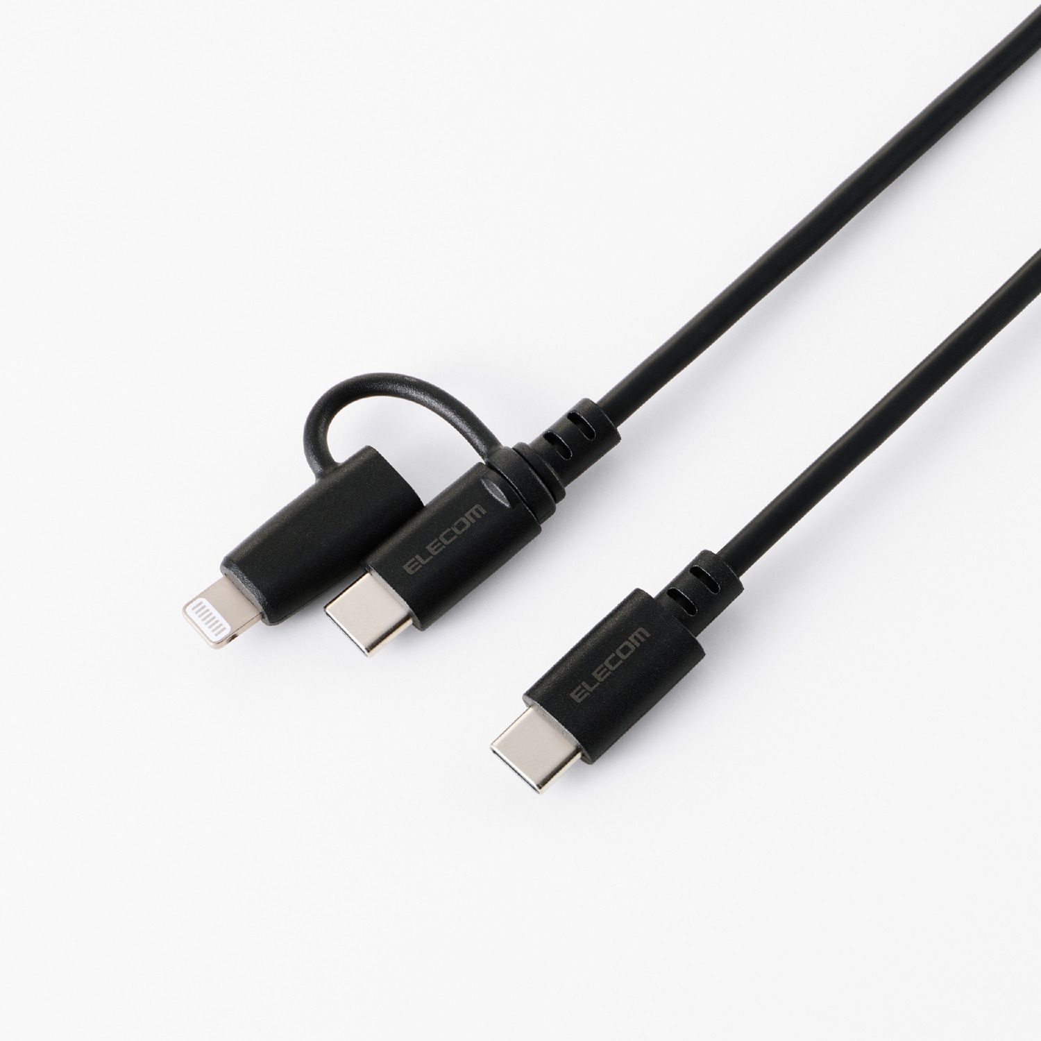 2in1ケーブル(USB-C - USB-C+Lightning変換/やわらか/MFi認証