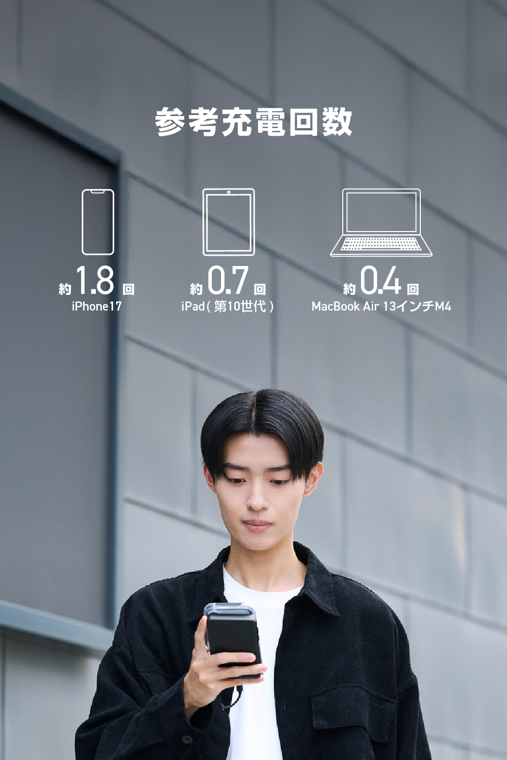 ケーブル一体型 半固体モバイルバッテリー(10000mAh/30W) | エレコム