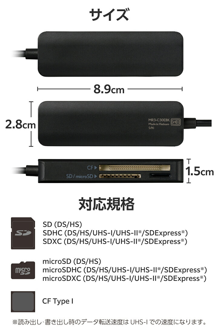 USB-Aケーブル付き メモリーカードリーダー | エレコムダイレクト