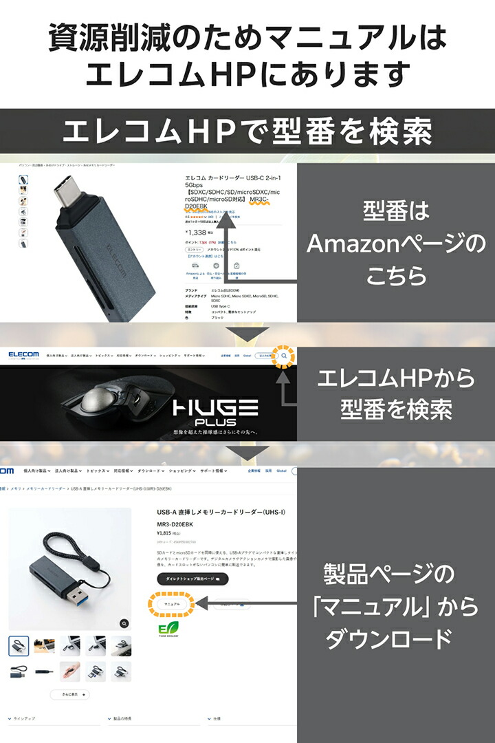 USB-Aケーブル付き メモリーカードリーダー | エレコムダイレクト