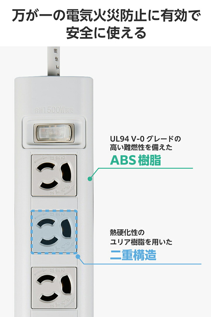 3ピン抜け止め10口タップ | エレコムダイレクトショップ本店はPC周辺