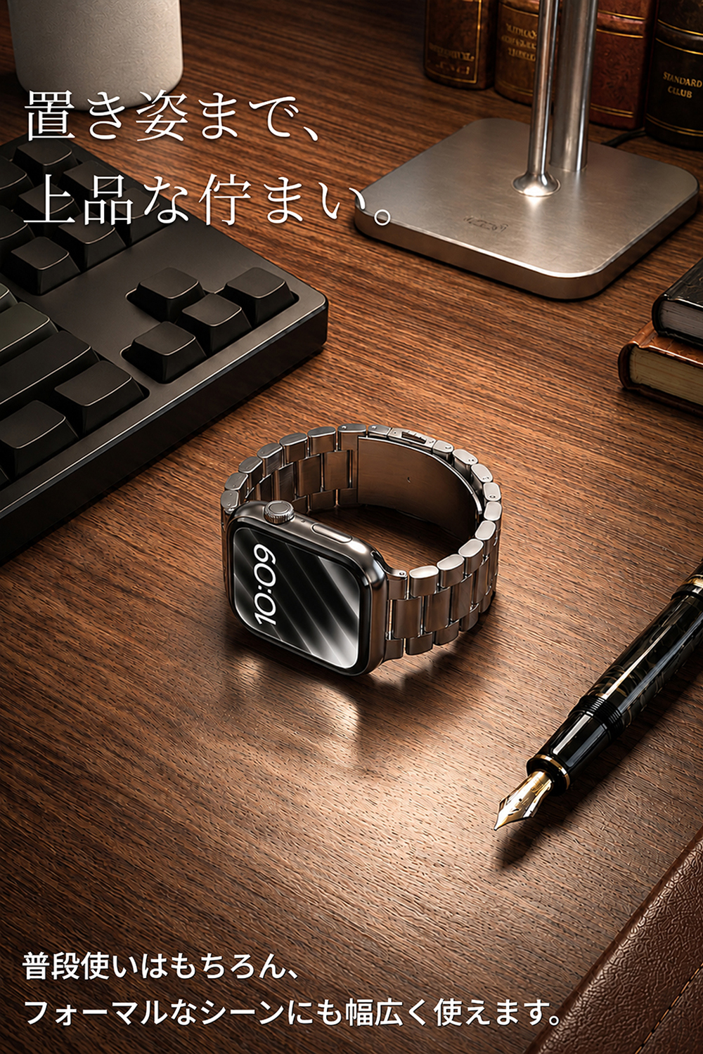 Apple Watch 49/46/45/44/42mm/バンド/ステンレス/3連タイプ/シルバー