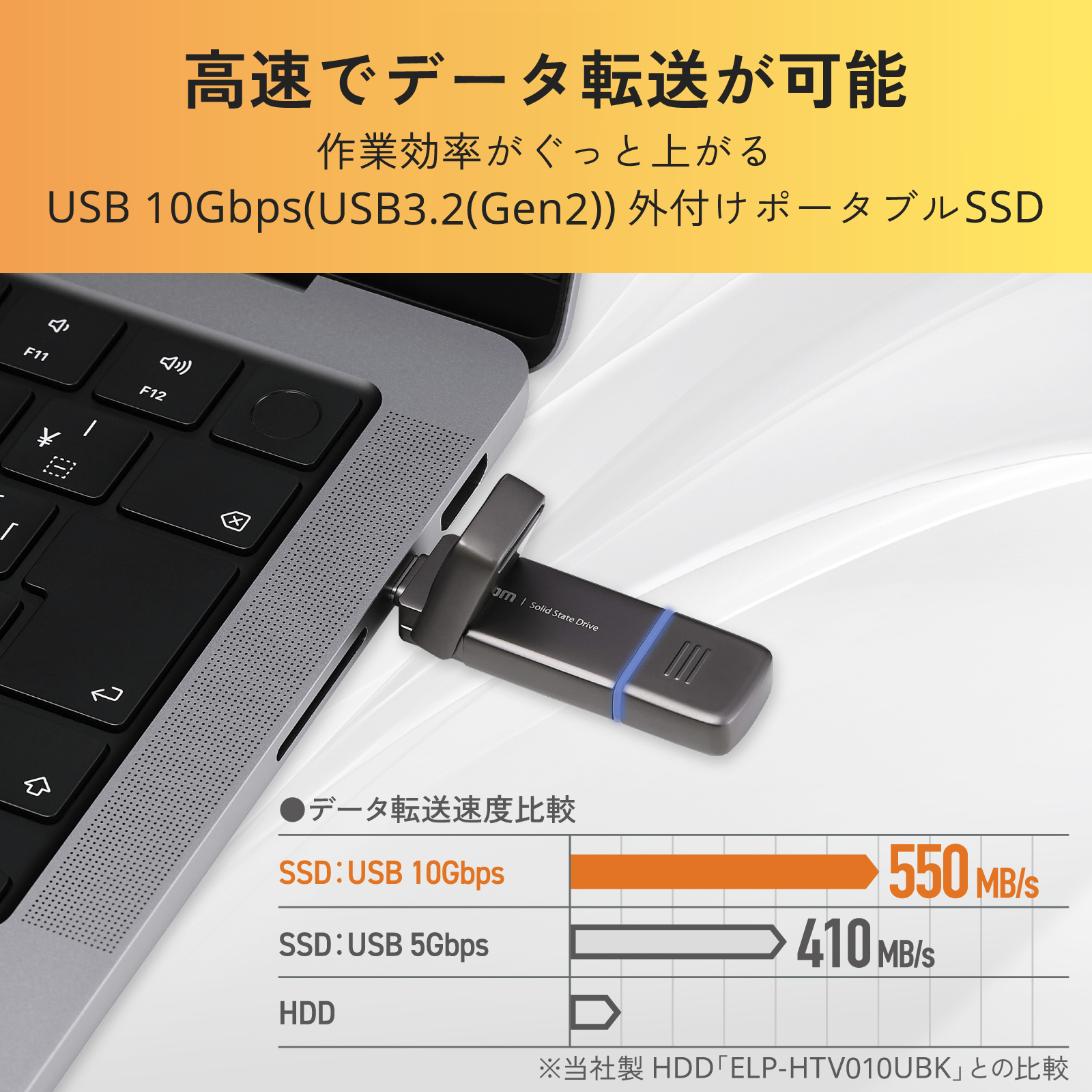 ELECOM Type-C（TM）USB-Aコネクター対応外付ポータブルSSD USB Type-C(TM)/USB-Aコネクター対応外付けポータブルSSD | エレコム