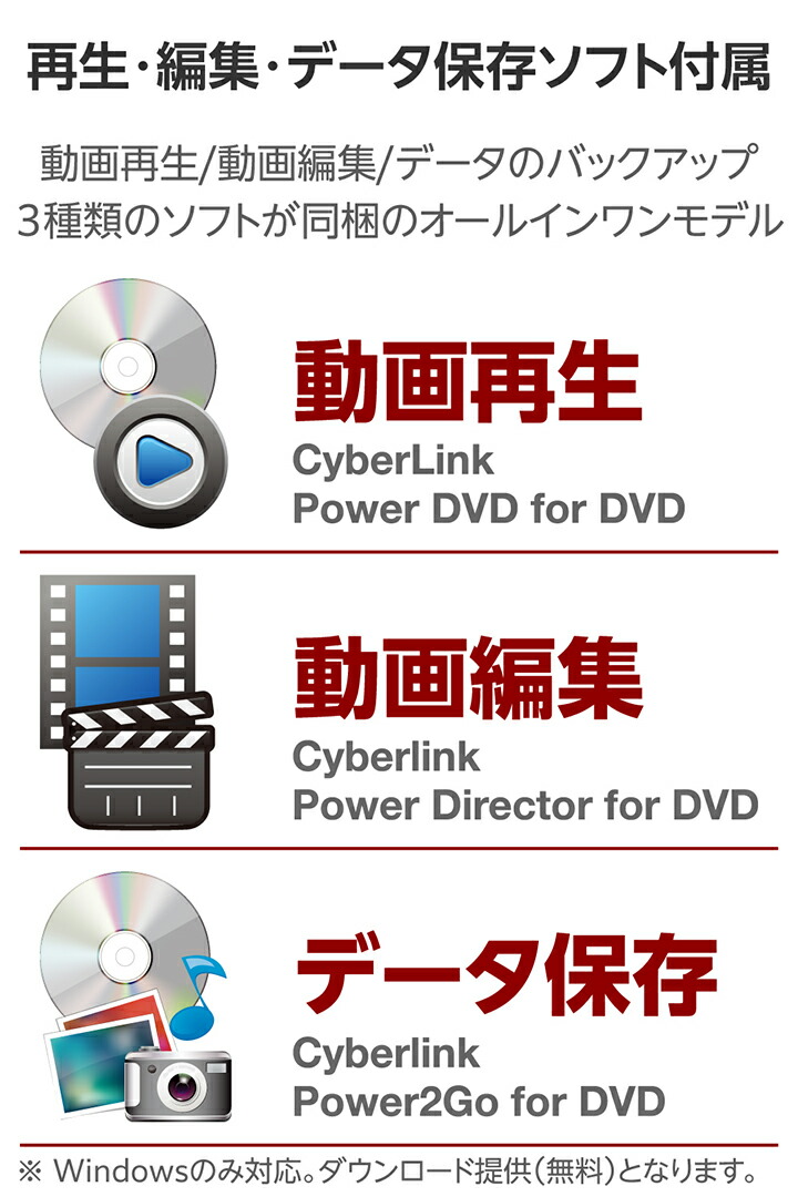 USB-A ポータブルDVDドライブ(再生/編集/書き込み) | エレコム