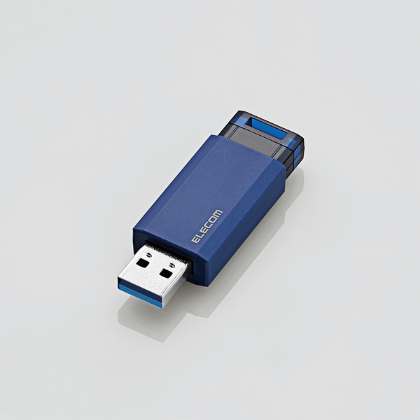 エレコム USBメモリ USB3.1(Gen1)対応 ノック式 64GB ブルー 【MF-PKU3064GBU】