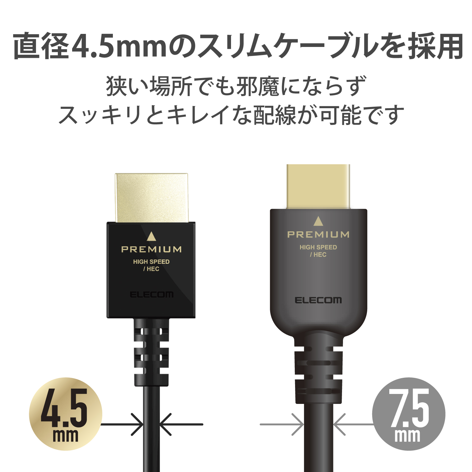 プレミアムハイスピードHDMI(R)ケーブル(スリム) | エレコムダイレクト